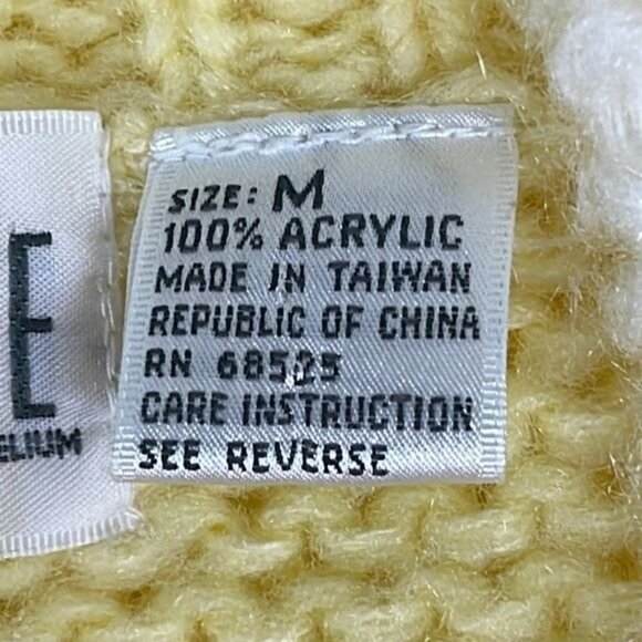 Vtg Rouge by Helium Womens Chunky Yellow V-neck Sweater MEDIUM cozy cottage fall - Picture 8 of 11